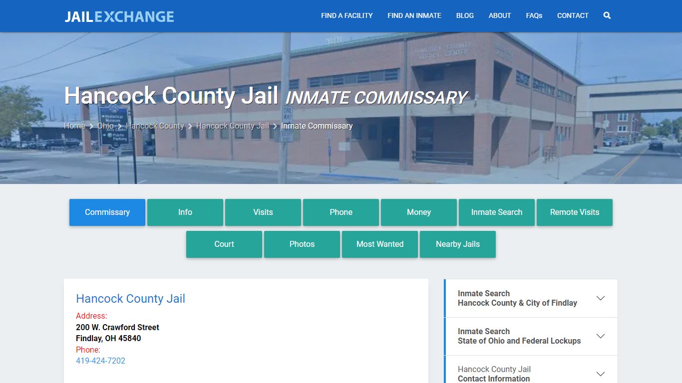 Inmate Commissary, Care Packs - Hancock County Jail, OH