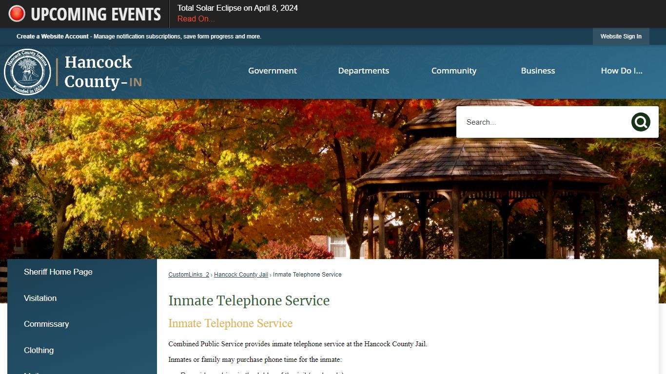 Inmate Telephone Service | Hancock County, IN